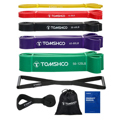 Pull Up Resistance Bands Set | 5-Level Resistance Band Kit with Handles, Door Anchor & Carry Bag