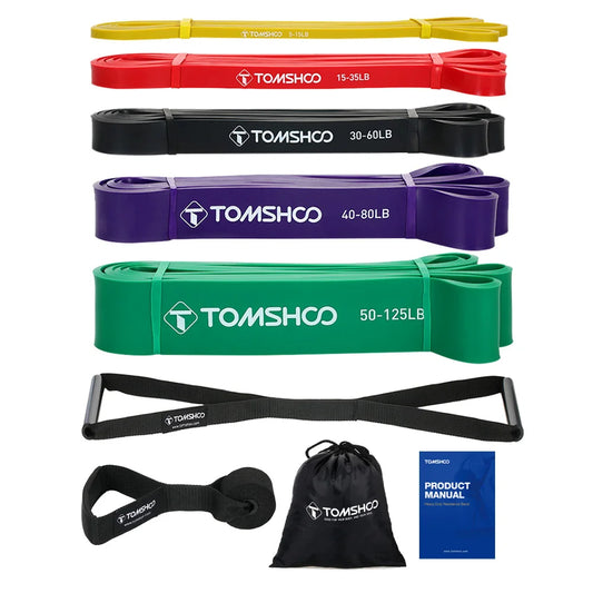 Pull Up Resistance Bands Set | 5-Level Resistance Band Kit with Handles, Door Anchor & Carry Bag