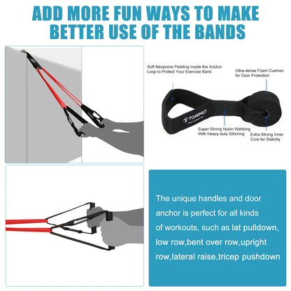 Pull Up Resistance Bands Set | 5-Level Resistance Band Kit with Handles, Door Anchor & Carry Bag