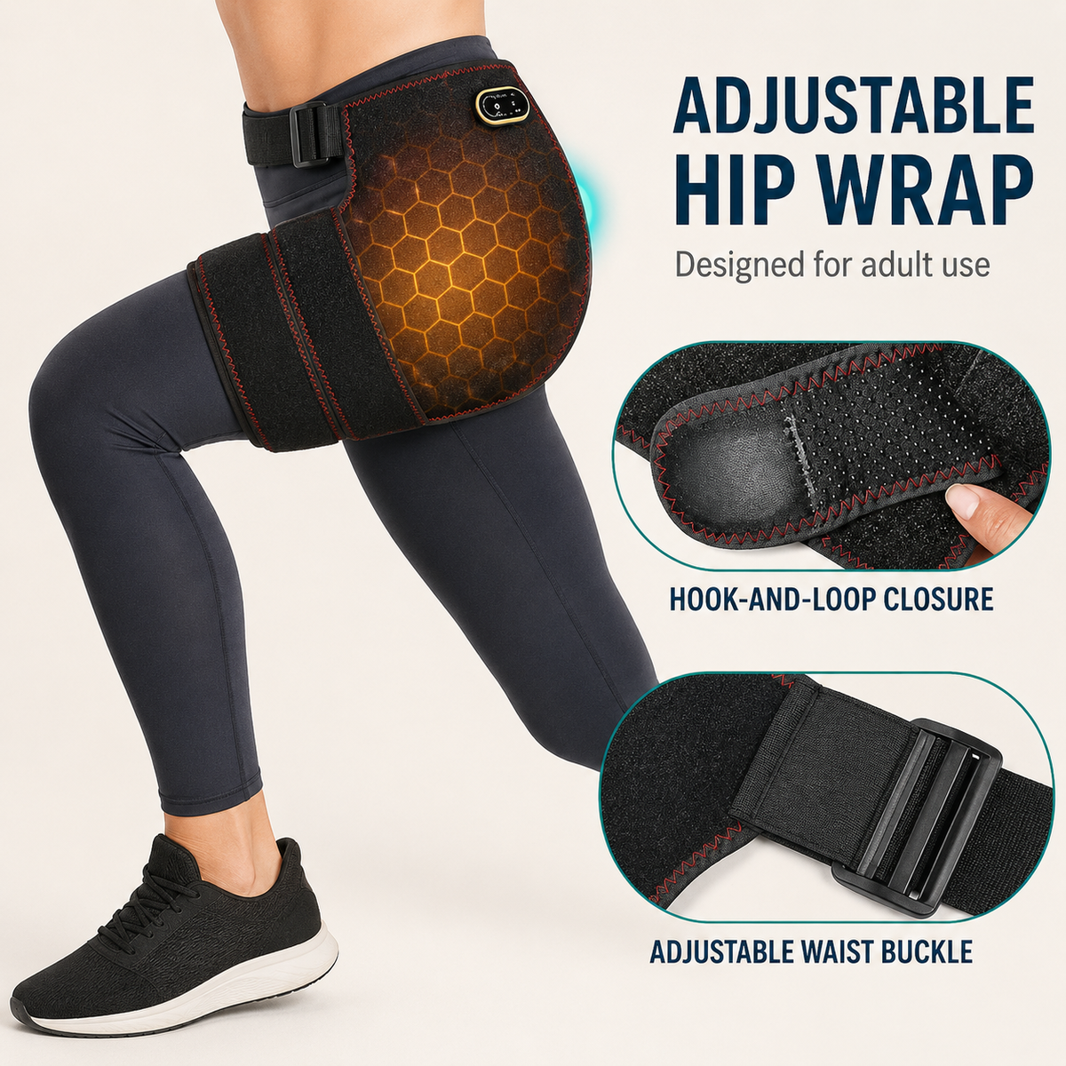 USB-Powered Heated Hip Wrap with Adjustable Straps