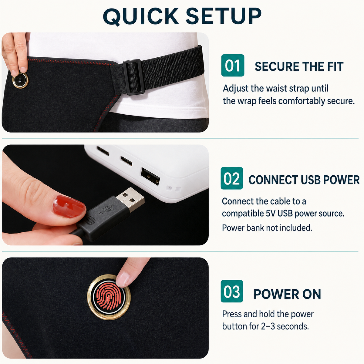 USB-Powered Heated Hip Wrap with Adjustable Straps