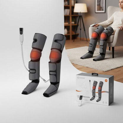 Leg Compression Massager with Heat | Full Foot, Calf & Thigh Air Compression Wraps with 3 Modes, 3 Intensities & Knee Heating