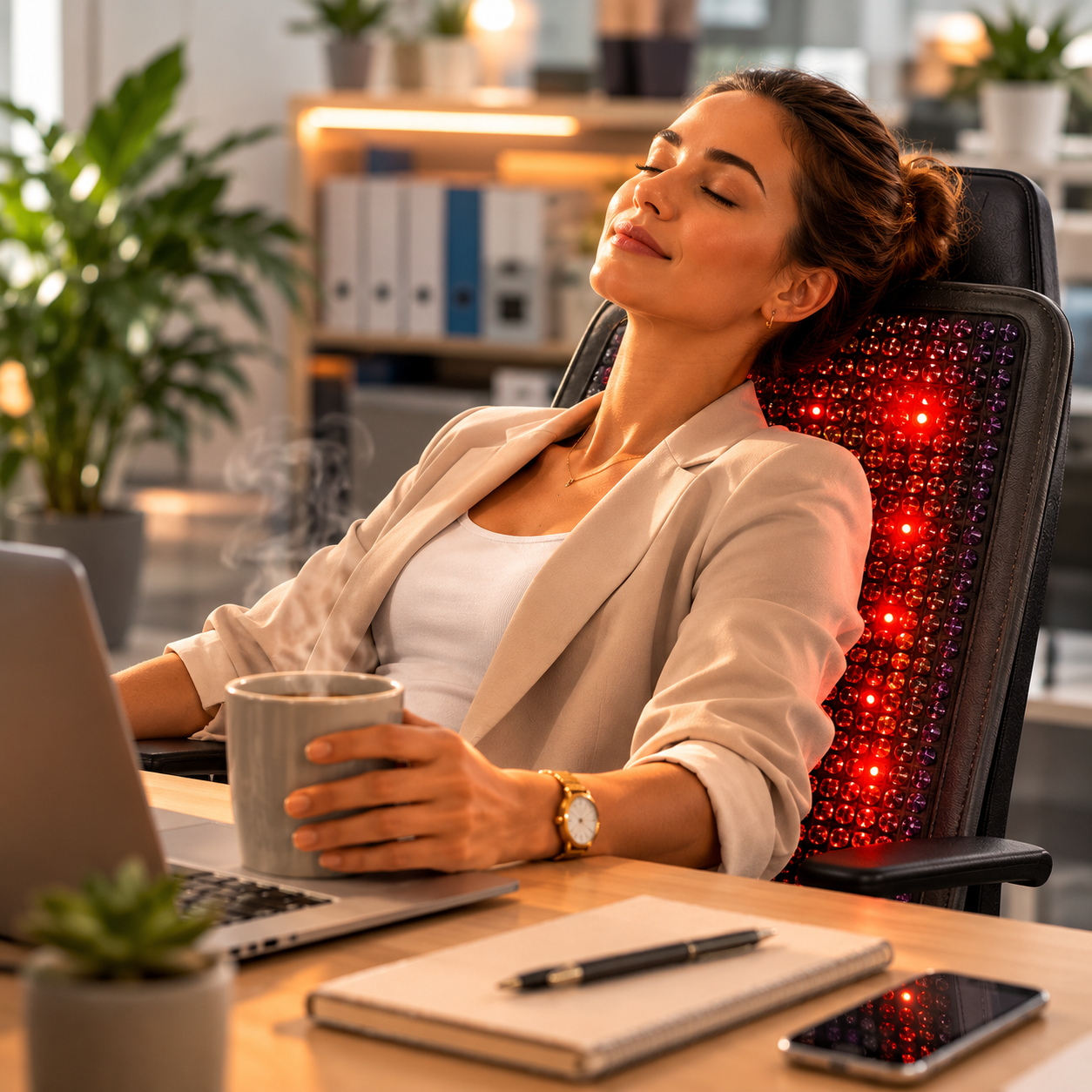 PEMF Red Light Infrared Heating Mat 19 x 34 in | 660nm LEDs, Amethyst, Tourmaline & Jade, 85–159°F