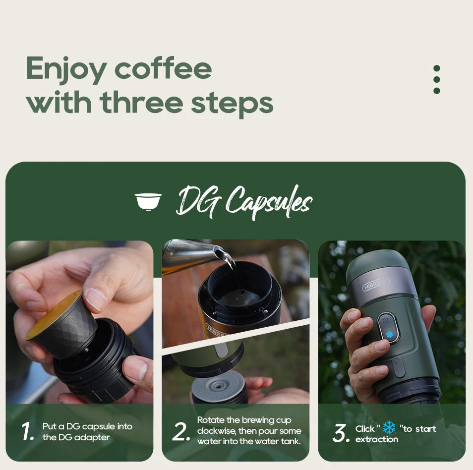 Portable Espresso Maker for Capsules and Ground Coffee, 60 ml Tank
