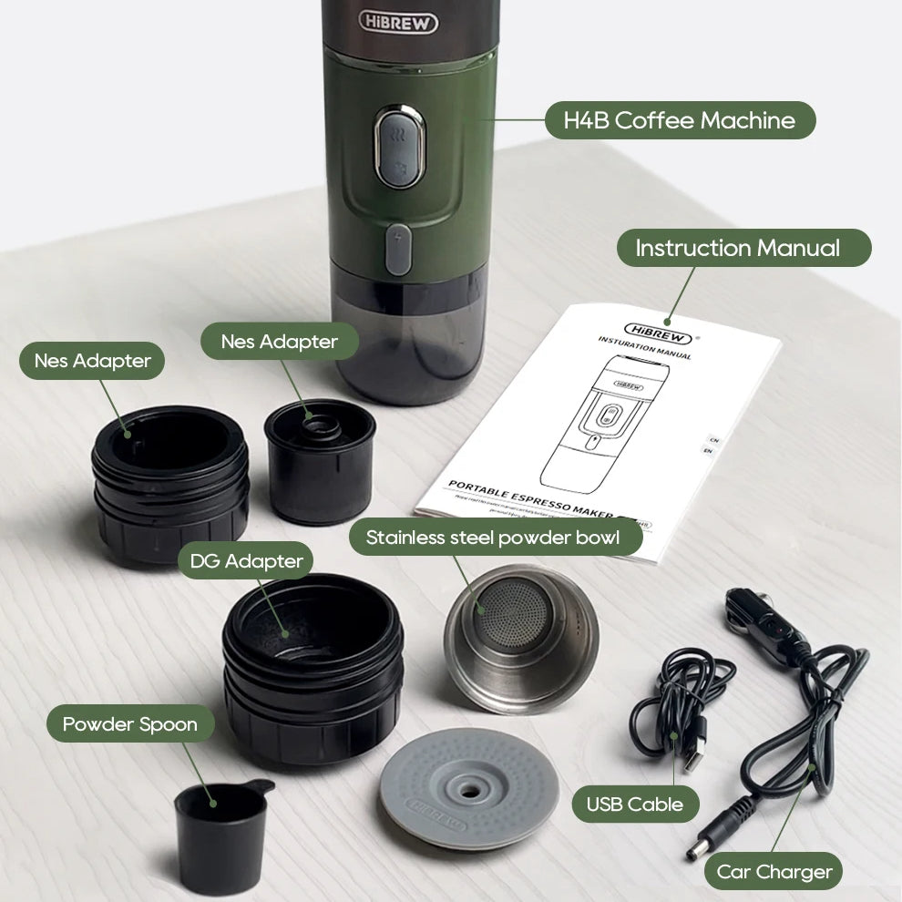 Portable Espresso Maker for Capsules and Ground Coffee, 60 ml Tank