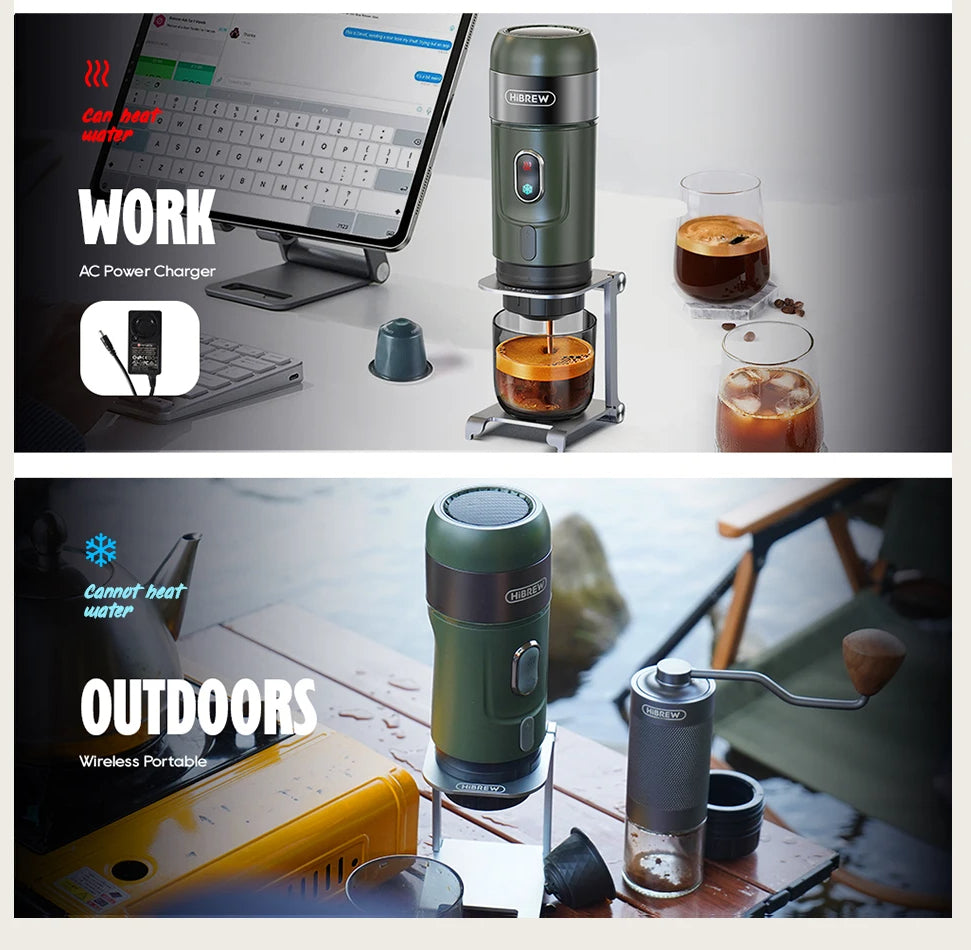 Portable Espresso Maker for Capsules and Ground Coffee, 60 ml Tank