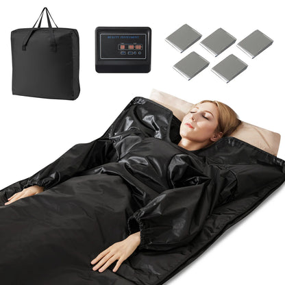 Portable Infrared Sauna Blanket 36 x 76 in | 6 Heat Levels, 86–176°F Range, 1–60 Minute Timer, Armholes & Foldable Waterproof Design