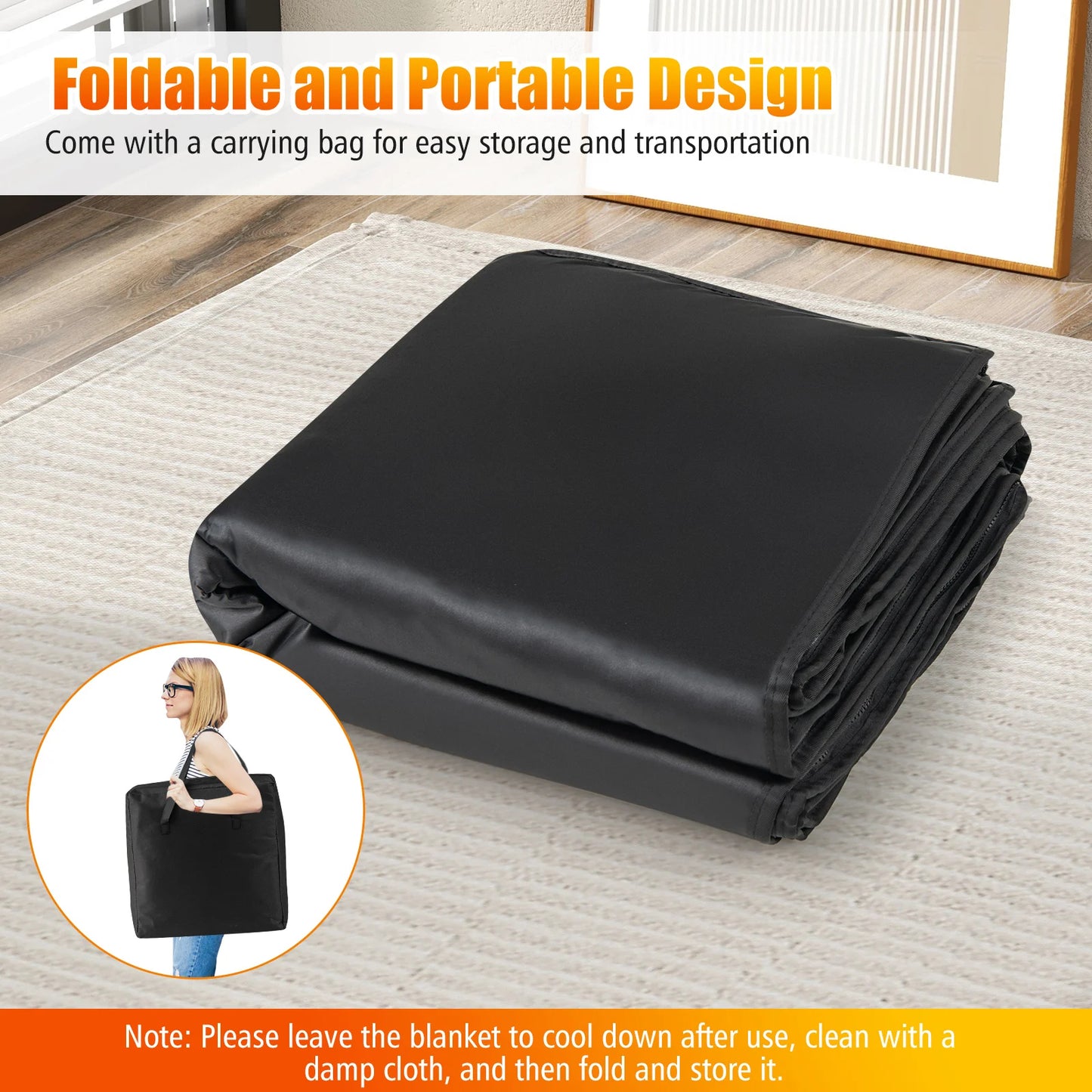 Portable Infrared Sauna Blanket 36 x 76 in | 6 Heat Levels, 86–176°F Range, 1–60 Minute Timer, Armholes & Foldable Waterproof Design