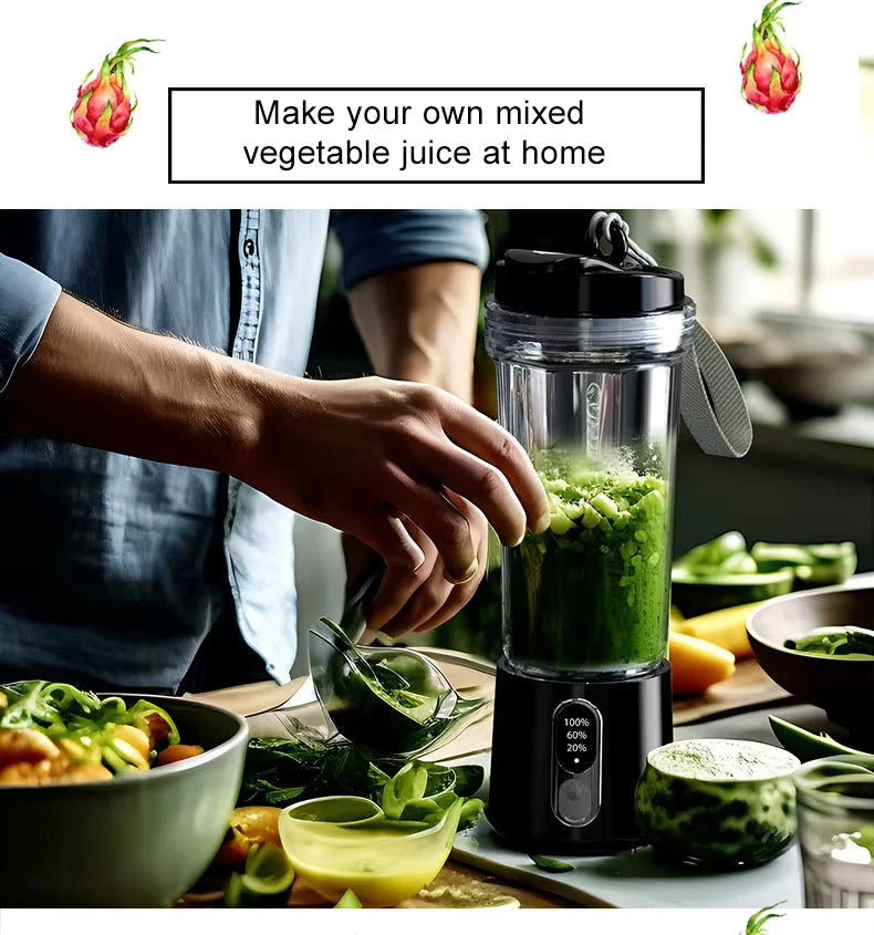 Portable Blender 180W | USB Rechargeable Smoothie Maker | 4000mAh Battery, 18,000 RPM, Travel Cup