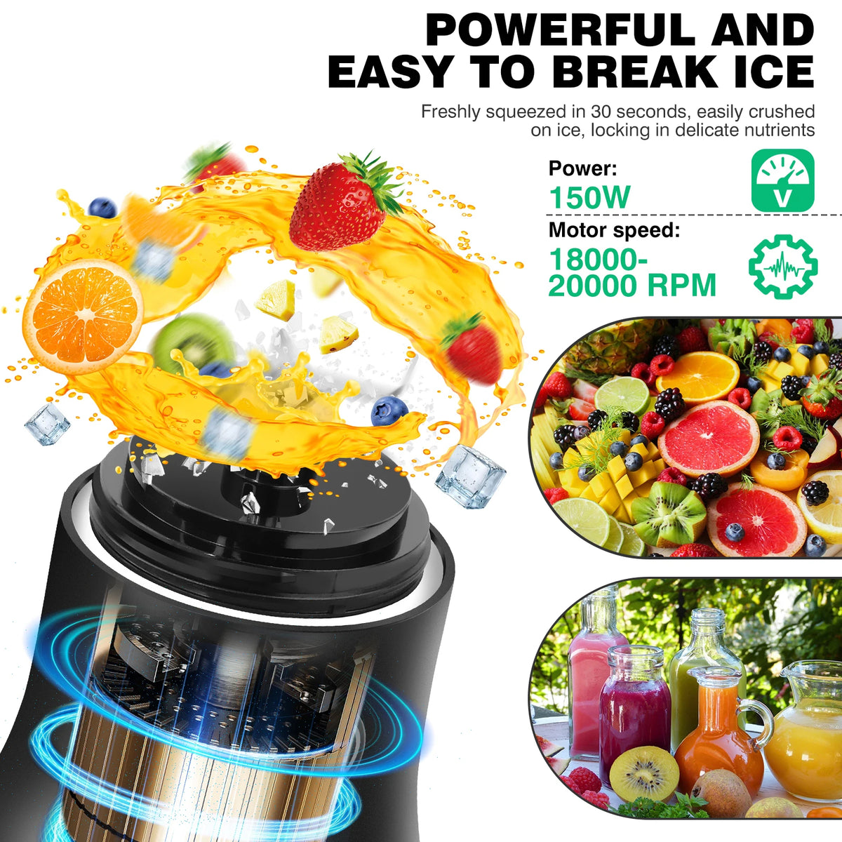 Portable Blender for Smoothies, 600 ml, USB-C Rechargeable, 6 Blades