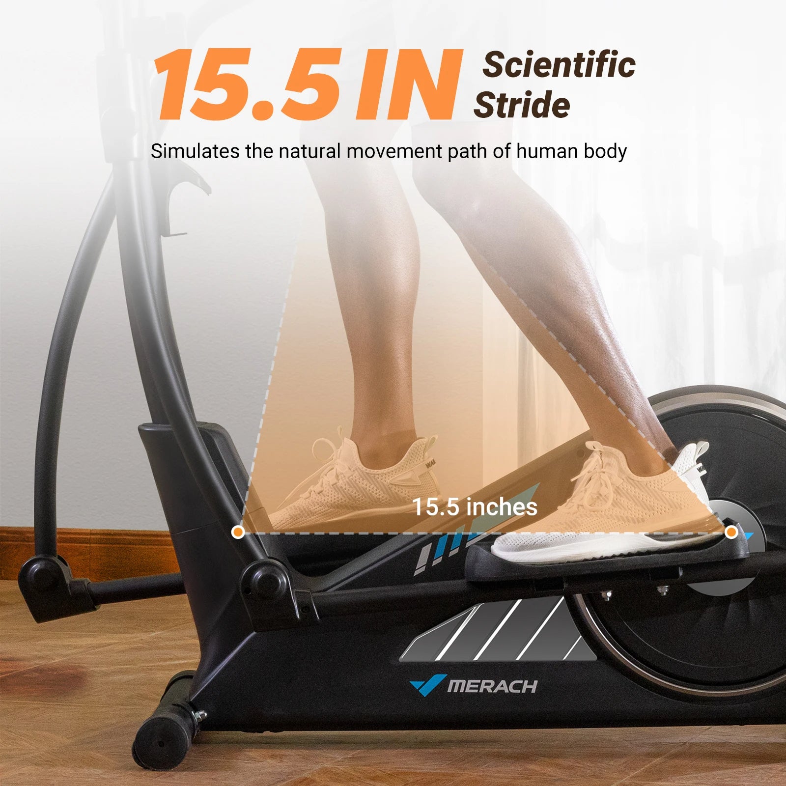 Magnetic Elliptical Machine with 16 Resistance Levels | 15.5-Inch Stride, App Connectivity, 350 lb Capacity & Quiet Rear Drive