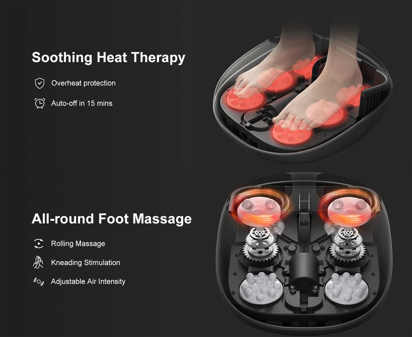 Shiatsu Heated Foot Massager | Deep Kneading, Heat Therapy, Auto Timer