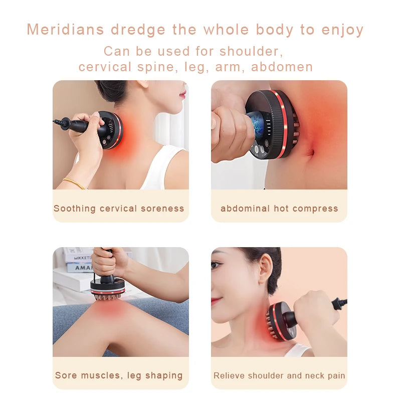 Electric Gua Sha Massager with Heat | Microcurrent Body Massage Brush for Back, Arms, Legs & Muscle Relaxation