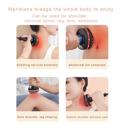 Electric Gua Sha Massager with Heat | Microcurrent Body Massage Brush for Back, Arms, Legs & Muscle Relaxation
