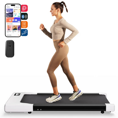 Under Desk Walking Pad Treadmill with 2.5HP Motor | 2.5 MPH, 265 lb Capacity, LED Display, Remote & 3.9-Inch Slim Design White