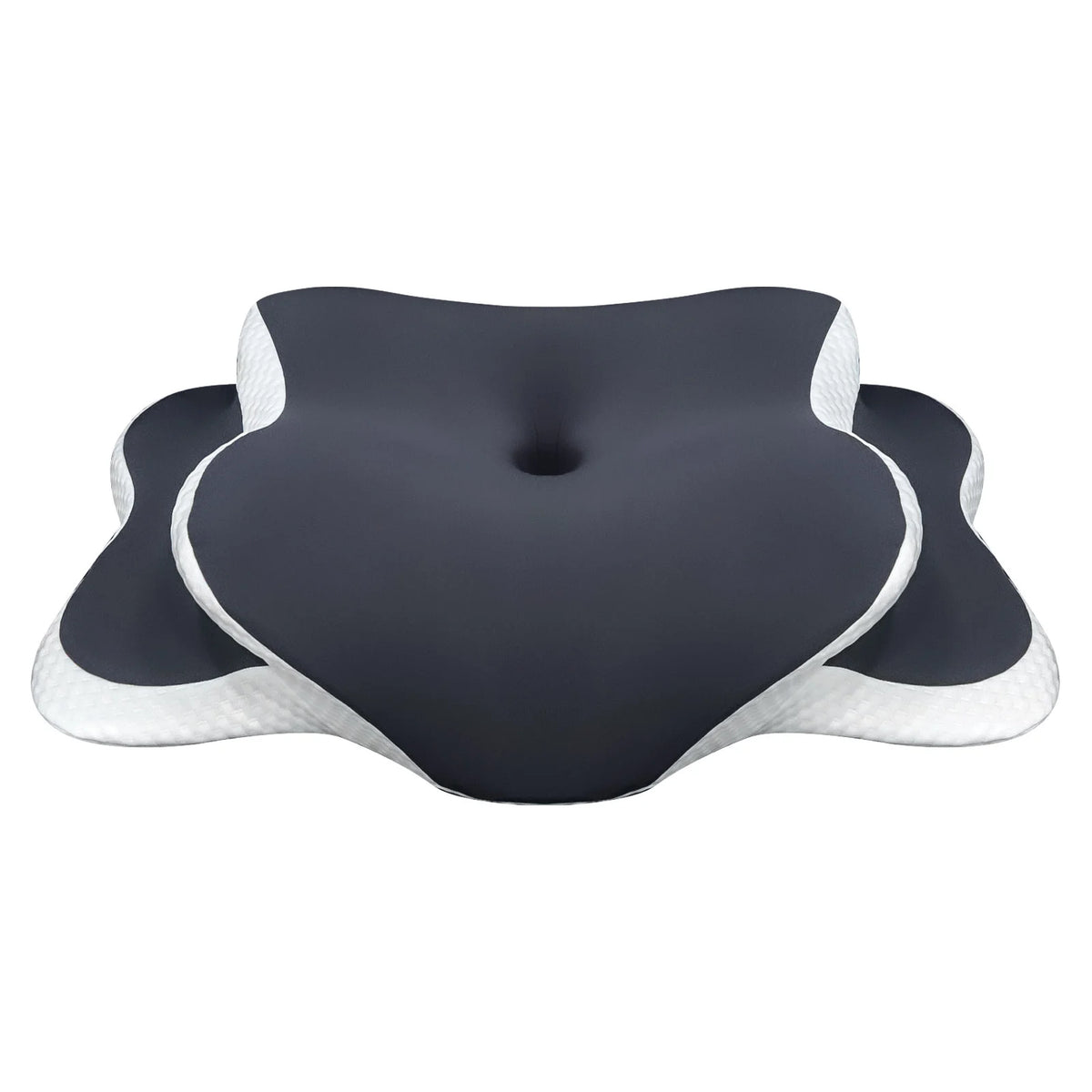 Memory Foam Neck Pillow with Butterfly Contour and Dual Heights Grey
