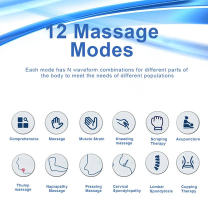 TENS and EMS Muscle Stimulator with 12 Modes, 30 Intensity Levels, Dual Channel Output & USB-C Rechargeable Design