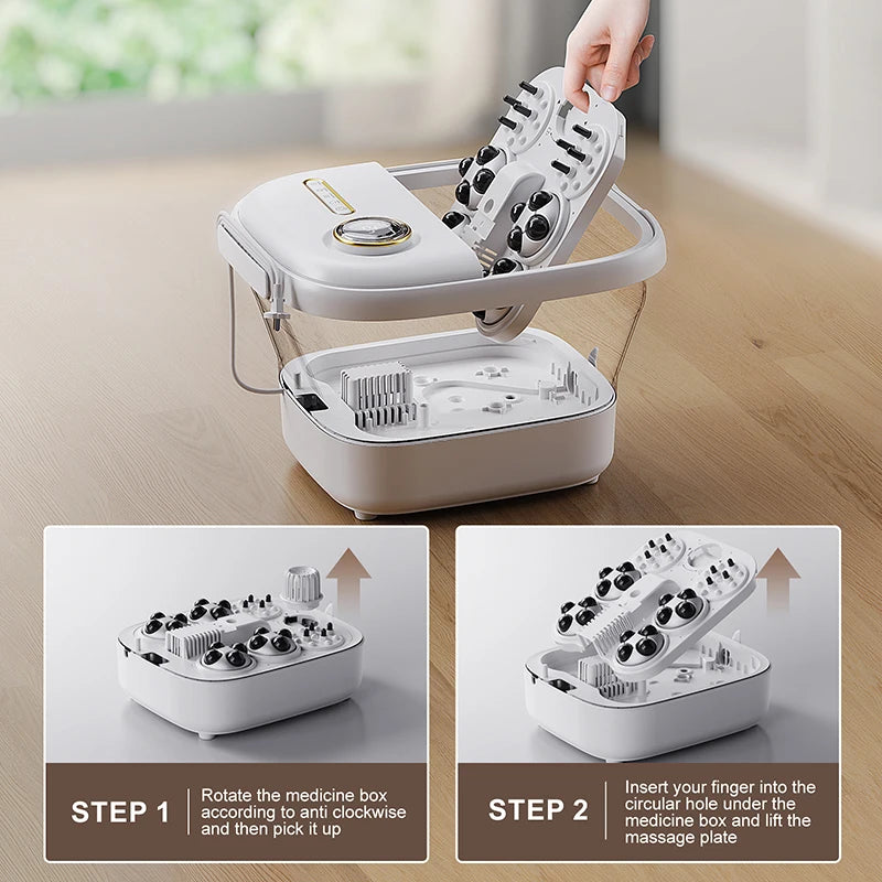 Foldable Heated Foot Spa Bath Massager with Bubbles, 4 Rollers & Red Light | 95–118°F Temperature Control, Timer & Drain
