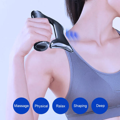Fascia Massage Tool with Microcurrent and Vibration | Rechargeable Handheld Muscle Massager with 3 Modes