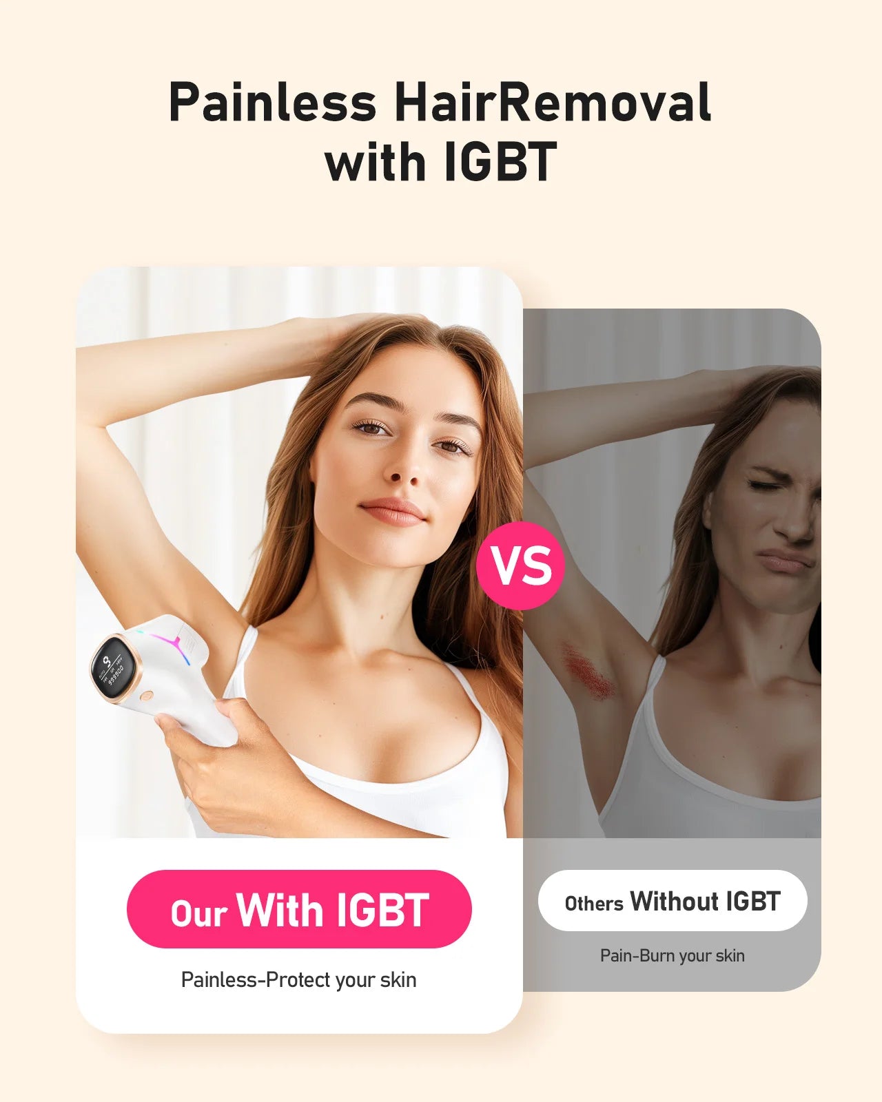 IPL Hair Removal Device | 999,999 Flashes, 9 Energy Levels, Auto & Manual Modes for At-Home Hair Removal