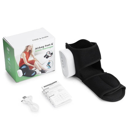 Ankle Massager with Air Compression and Heat | Rechargeable Foot and Ankle Wrap with 3 Modes, 5 Intensities & Optional Vibration