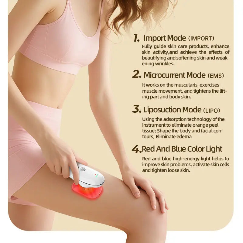 Body Sculpting Massager | 5-in-1 Cellulite Massager with Suction, Microcurrent, LED Light & Lymphatic Drainage
