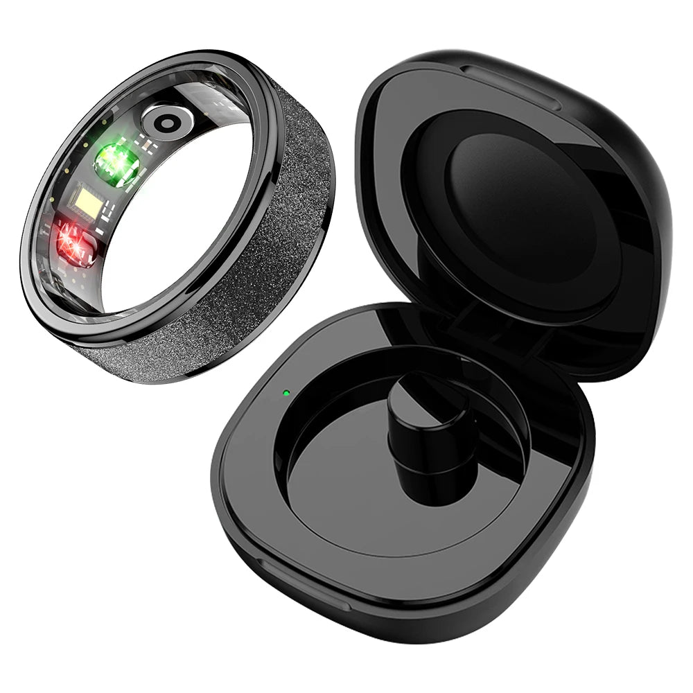 Smart Health Ring with Charging Case | Heart & Sleep Monitor | 5ATM Waterproof | Multi-Sport Modes