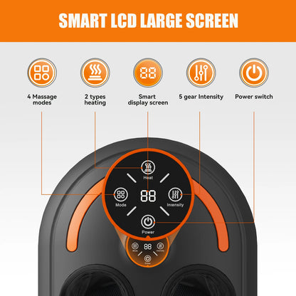 Shiatsu Foot Massager with Heat and Air Compression | 4 Modes, 5 Intensities, Vibration, LCD Display & Remote