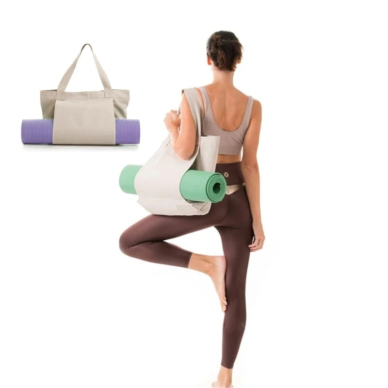 Yoga Mat Carry Bag | Canvas Yoga Mat Tote with Adjustable Strap & Extra Storage | Lightweight Mat Carrier for Gym, Studio & Travel