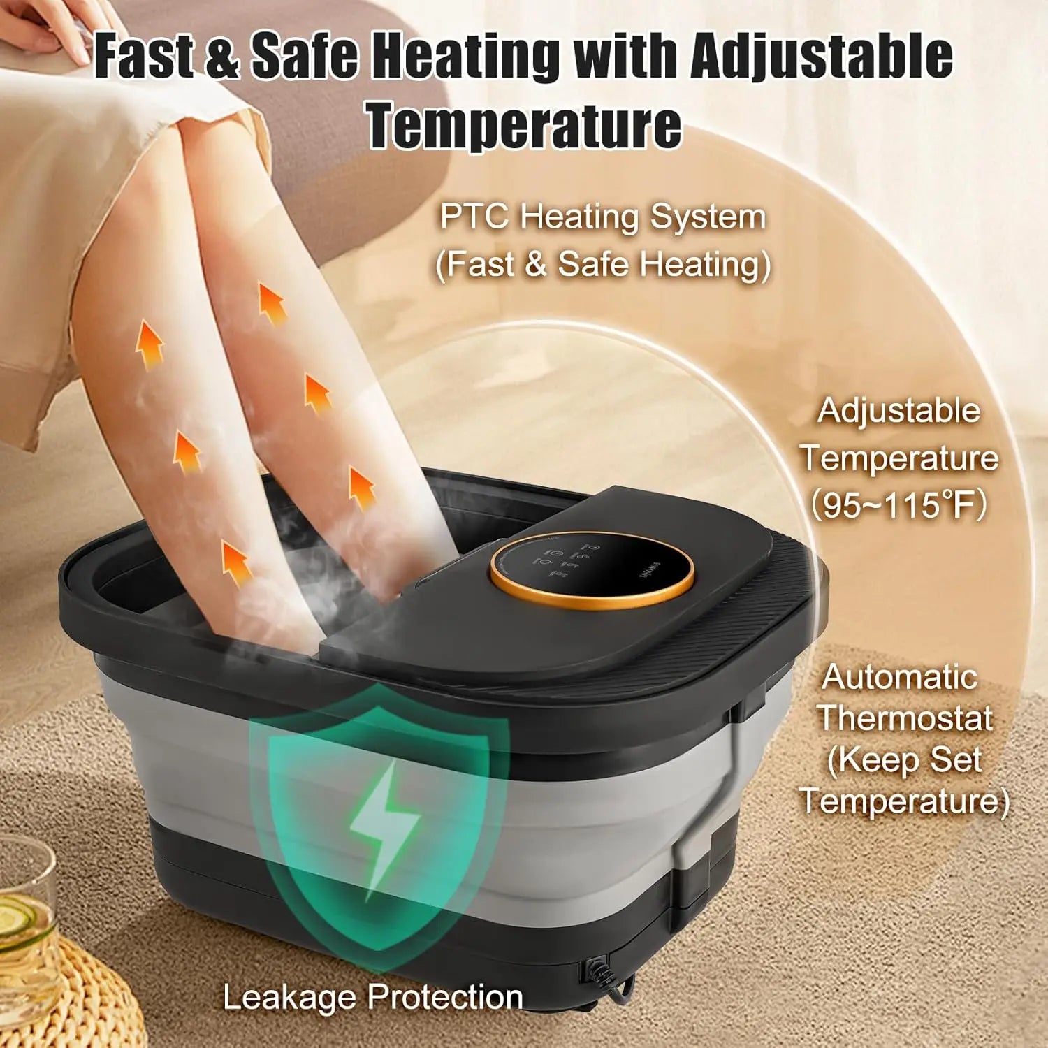 Heated Foot Spa Bath Massager with Bubbles, Temperature Control, Remote & Pedicure Kit | Foot Soaker Tub for Home Use