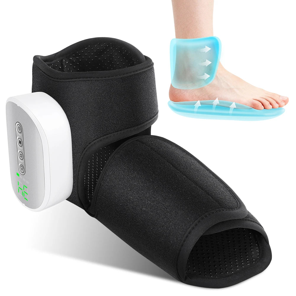 Ankle Massager with Air Compression and Heat | Rechargeable Foot and Ankle Wrap with 3 Modes, 5 Intensities & Optional Vibration Massage