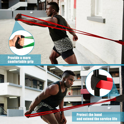 All-In-One Pull Up Resistance Band Set | 5 Levels (5–125 LB) with Handles, Door Anchor & Carry Bag | Full-Body Portable Home Workout Kit