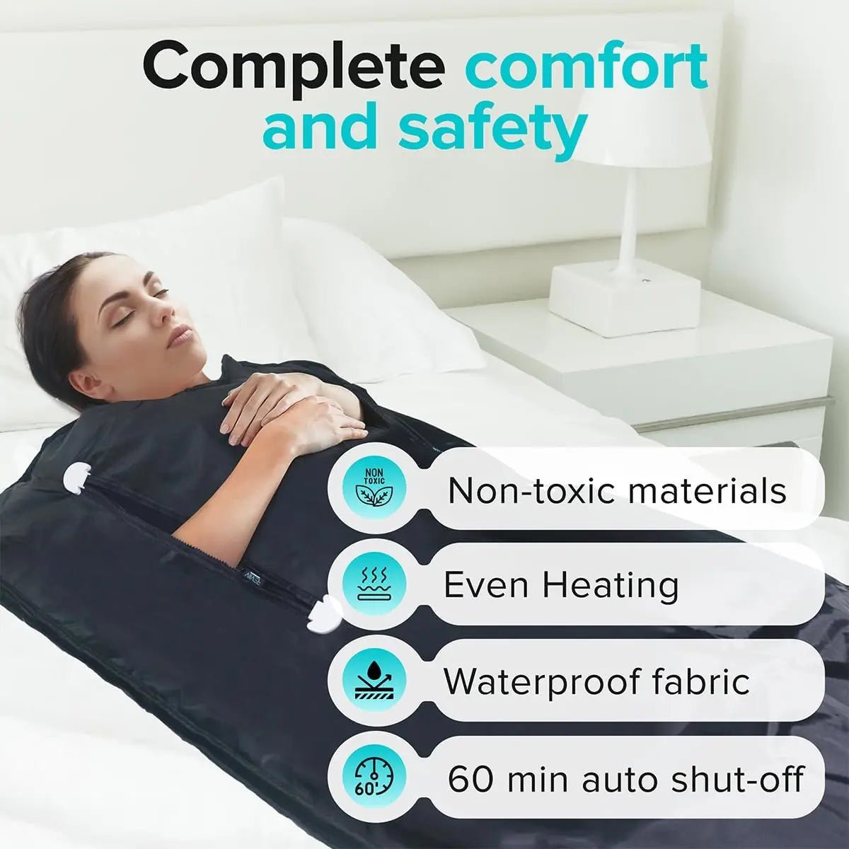 Infrared Sauna Blanket | Portable Far Infrared Sauna Blanket with 6 Heat Levels, Arm Zippers & Auto Shut-Off