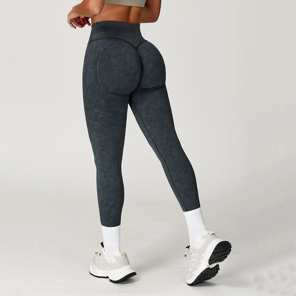 Seamless Yoga Leggings for Women | High Waisted Ribbed Workout Leggings with Stretch Compression Fit