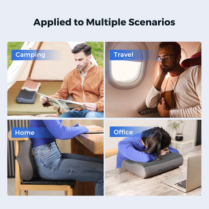 Inflatable Travel Pillow | Ergonomic Neck Support Pillow with Adjustable Height, Breathable Cover & Compact Design