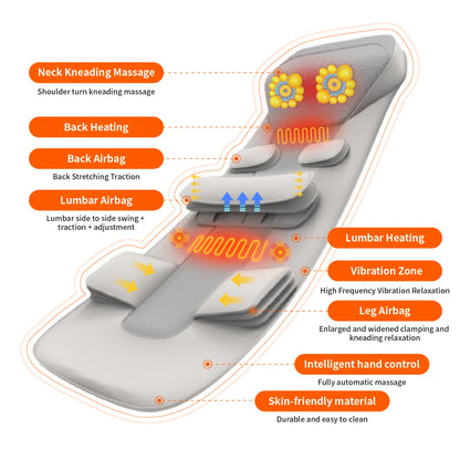 Full Body Massage Mat with Heat and Air Compression | Neck, Back & Lumbar Traction Massager with Vibration and Remote