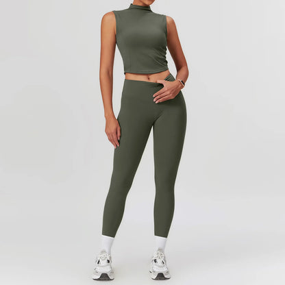 Yoga Set for Women | 2-Piece Sports Bra and High Waisted Leggings Workout Outfit with Quick-Dry Stretch Fabric Forest Green Set-2