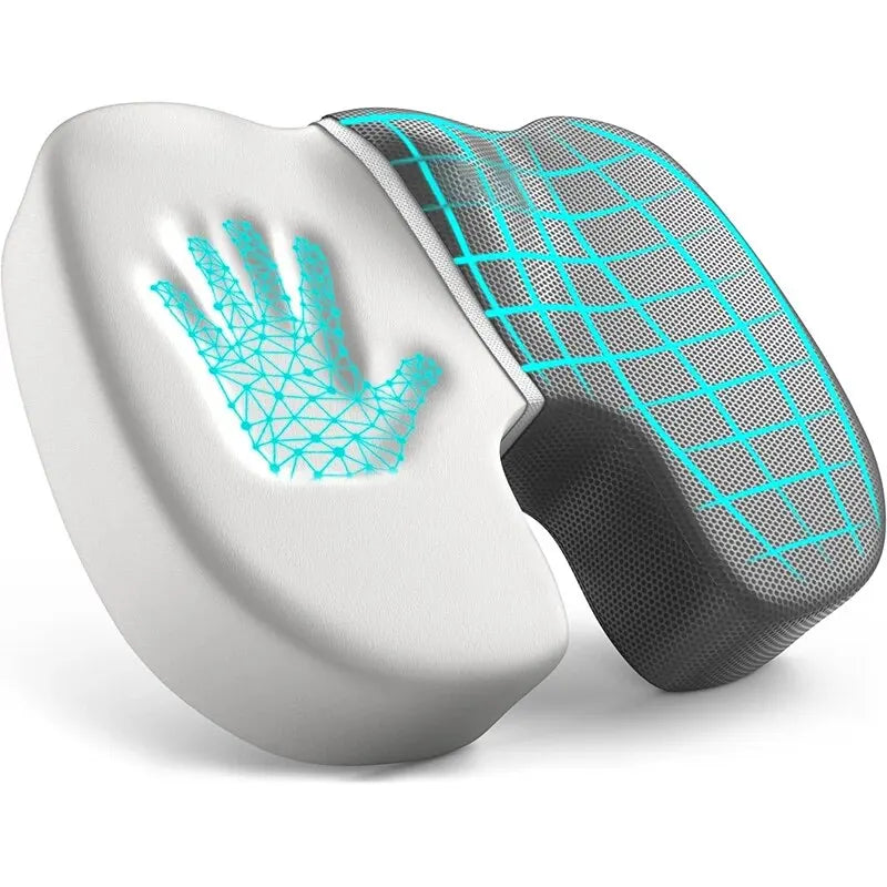 Memory Foam Coccyx Seat Cushion | Ergonomic Office Chair Pillow with U-Shaped Cutout & Removable Washable Cover Grey