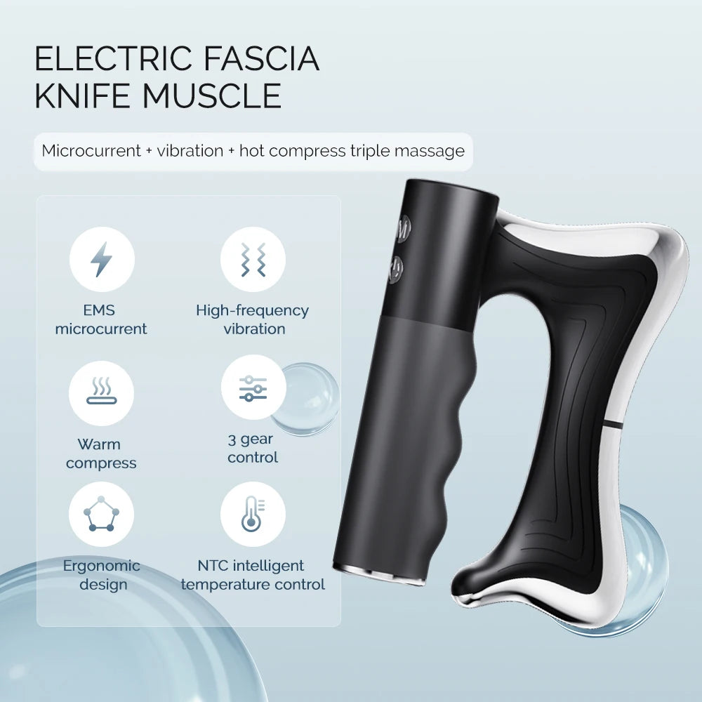 Fascia Scraping Tool Massager | Electric Muscle Scraper with Heat, High-Frequency Vibration & Adjustable Temperature