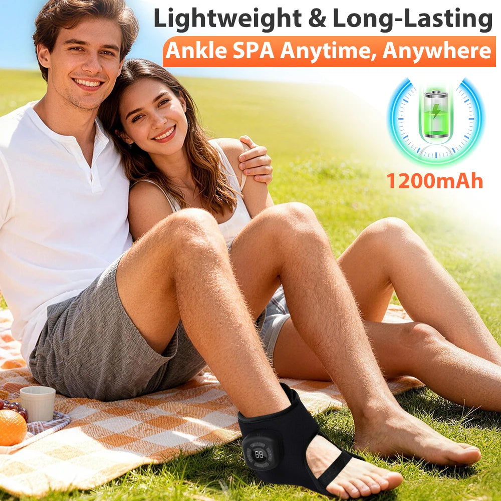 Ankle Massager with Air Compression and Heat | Rechargeable Foot and Ankle Wrap with 3 Modes, 5 Intensities & Optional Vibration