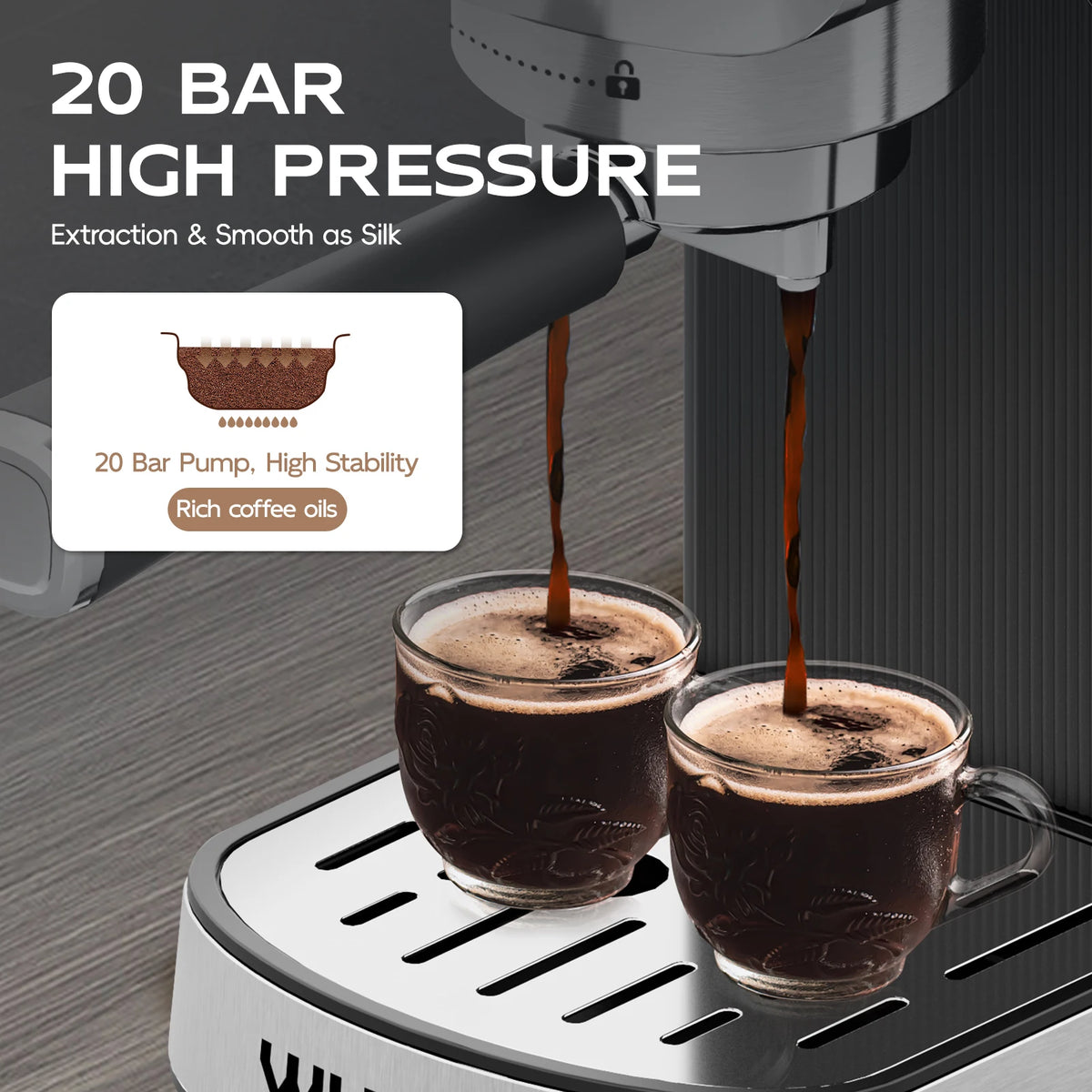 Touchscreen Espresso Machine with Steam Wand and Single/Double-Shot Filters