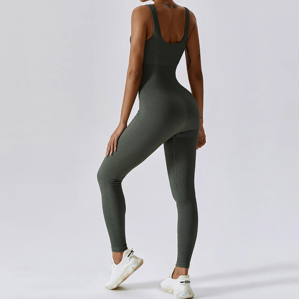 Yoga Jumpsuit for Women | Seamless One Piece Workout Bodysuit with Quick-Dry Stretch Compression Fit