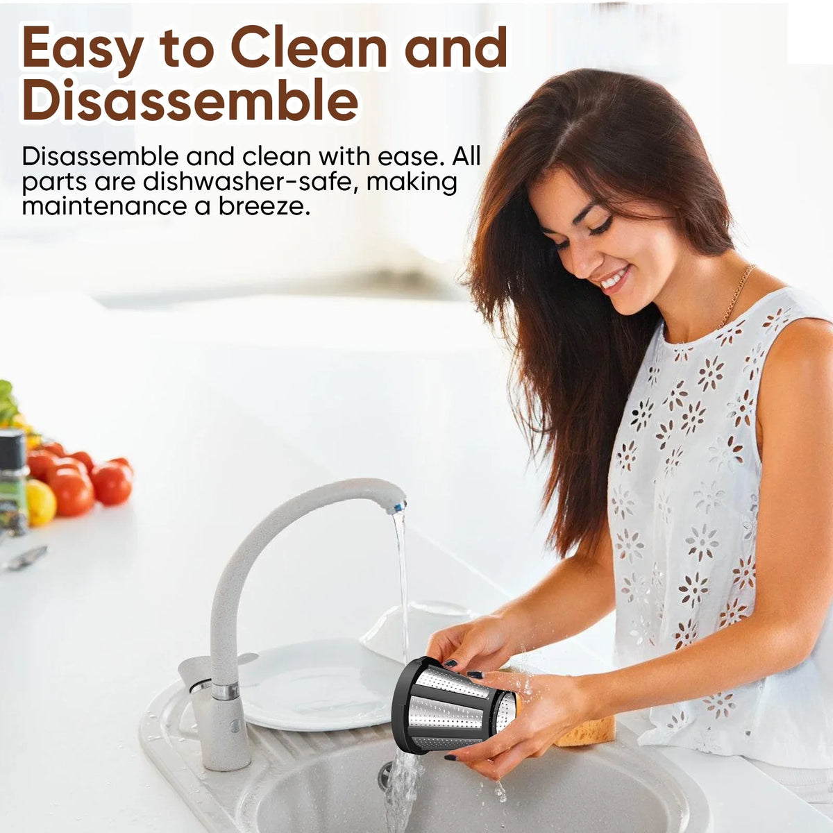 Cold Press Slow Masticating Juicer with Soft/Hard Modes, Touch Controls and Reverse