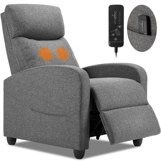 Massage Recliner Chair with 2-Point Lumbar Massage | 8 Modes, 3 Intensities, 90°–160° Recline, Footrest & 275 lb Capacity Gray