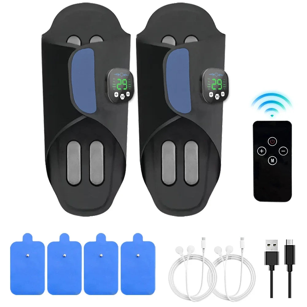 EMS Foot Massager Slippers with Remote | 10 Modes, 29 Intensity Levels, 4 Electrode Pads & USB-C Rechargeable Control
