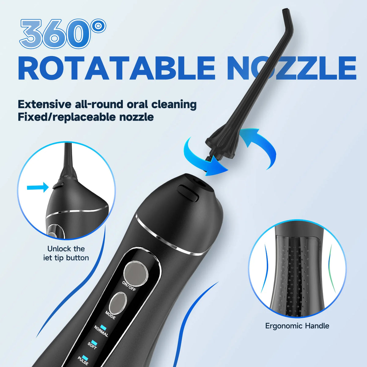 Cordless Water Flosser with 4 Modes, 4 Nozzles and USB Charging