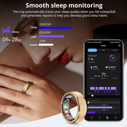 Smart Health Ring with Charging Case | Heart & Sleep Monitor | 5ATM Waterproof | Multi-Sport Modes