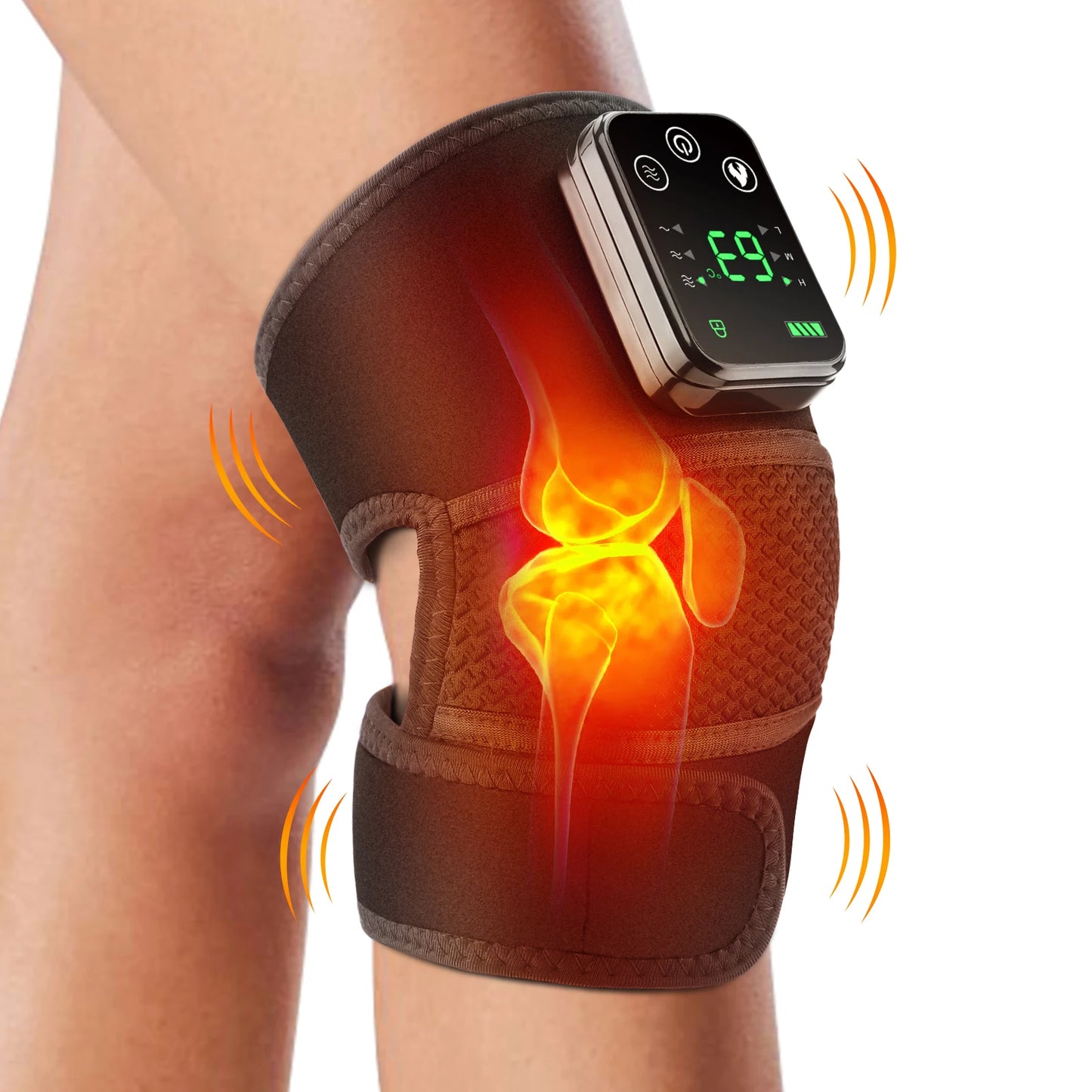 Cordless Heated Knee Massager Pad with Vibration | 3 Heat Levels, 3 Massage Modes, 4000mAh Battery & Adjustable Joint Straps