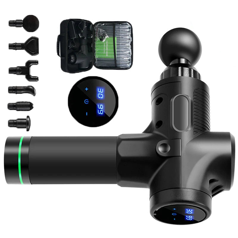 Deep Tissue Massage Gun | 30 Speeds, 6 Heads, Quiet Motor
