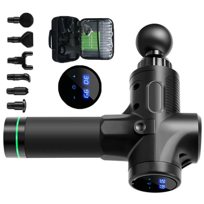 Deep Tissue Massage Gun | 30 Speeds, 6 Heads, Quiet Motor
